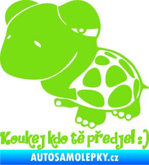 Samolepka Koukej kdo tě předjel 001 nápis se želvou zelená kawasaki