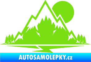 Samolepka Krajina hory 001 pravá zelená kawasaki