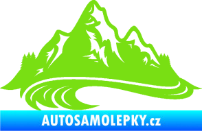 Samolepka Krajina hory 008 levá zelená kawasaki