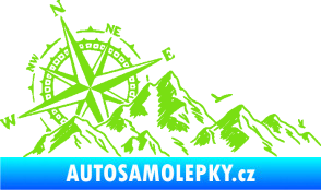 Samolepka Krajina hory 043 levá s kompasem zelená kawasaki