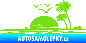 Samolepka Krajina moře 001 pravá karavan na cestách zelená kawasaki