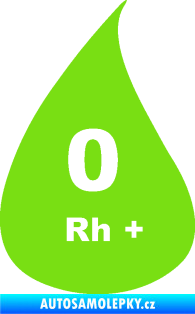 Samolepka Krevní skupina 0 Rh+ kapka zelená kawasaki