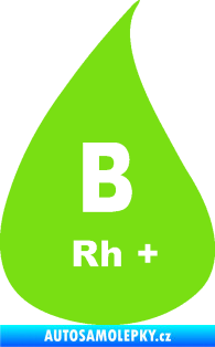 Samolepka Krevní skupina B Rh+ kapka zelená kawasaki