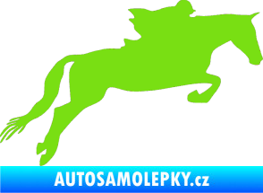 Samolepka Kůň 015 pravá skok s jezdcem zelená kawasaki