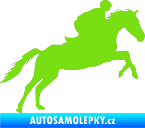 Samolepka Kůň 019 pravá jezdec v sedle zelená kawasaki