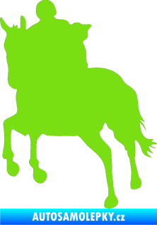 Samolepka Kůň 021 levá s jezdcem zelená kawasaki