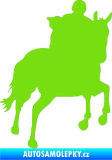 Samolepka Kůň 021 pravá s jezdcem zelená kawasaki
