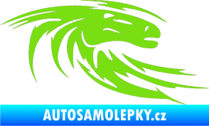 Samolepka Kůň 023 pravá hlava s vlající hřívou zelená kawasaki