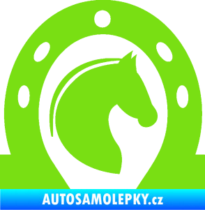 Samolepka Kůň 034 pravá podkova zelená kawasaki