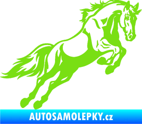 Samolepka Kůň 050 pravá ve skoku zelená kawasaki