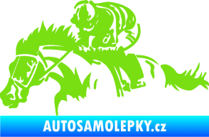 Samolepka Kůň 075 levá závod s jezdcem, dostihy zelená kawasaki