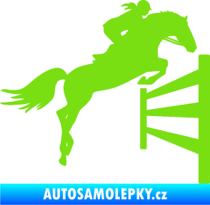 Samolepka Kůň 080 pravá skok přes překážku zelená kawasaki
