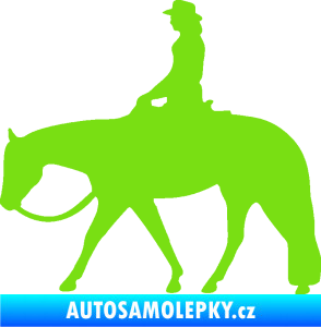 Samolepka Kůň 082 levá kovbojka na koni zelená kawasaki