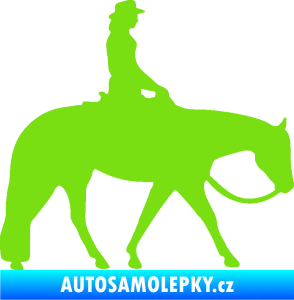 Samolepka Kůň 082 pravá kovbojka na koni zelená kawasaki