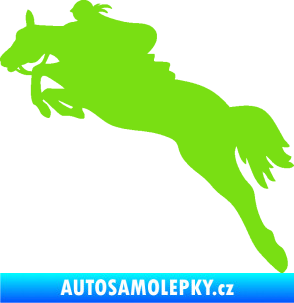 Samolepka Kůň 084 levá s jezdkyní zelená kawasaki