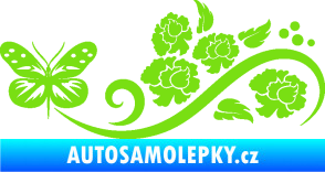 Samolepka Květina dekor 015 levá s motýlem zelená kawasaki