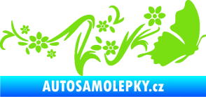 Samolepka Květina dekor 028 pravá s motýlkem zelená kawasaki