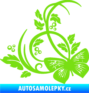Samolepka Květina dekor 046 levá motýl zelená kawasaki