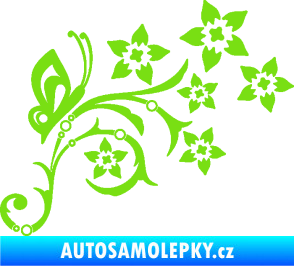 Samolepka Květina dekor 047 pravá s motýlem zelená kawasaki