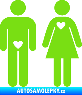 Samolepka Láska muže a ženy levá zelená kawasaki