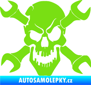 Samolepka Lebka 015 levá zkřížené klíče zelená kawasaki