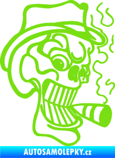 Samolepka Lebka 020 pravá crazy s cigaretou zelená kawasaki