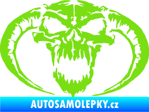 Samolepka Lebka 027 pravá se zahnutými rohy zelená kawasaki