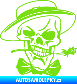 Samolepka Lebka 029 pravá s květinou zelená kawasaki