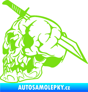 Samolepka Lebka 031 levá probodnutá nožem zelená kawasaki