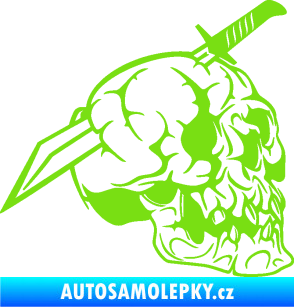 Samolepka Lebka 031 pravá probodnutá nožem zelená kawasaki