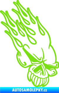 Samolepka Lebka 041 pravá v plamenech zelená kawasaki