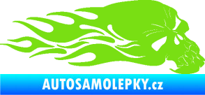 Samolepka Lebka 050 pravá v plamenech zelená kawasaki