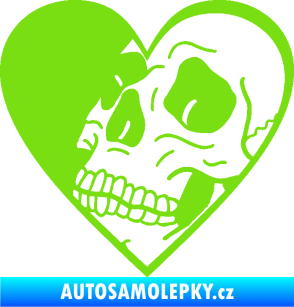 Samolepka Lebka 062 levá v srdíčku zelená kawasaki
