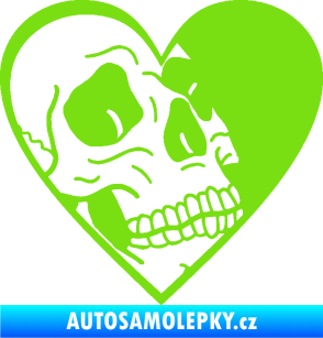 Samolepka Lebka 062 pravá v srdíčku zelená kawasaki