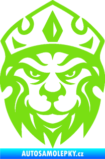 Samolepka Lev hlava s korunou 001 zelená kawasaki