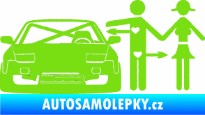Samolepka Love car like sex levá zelená kawasaki
