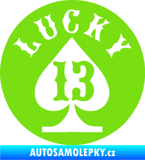 Samolepka Lucky 13 šťastná třináctka zelená kawasaki