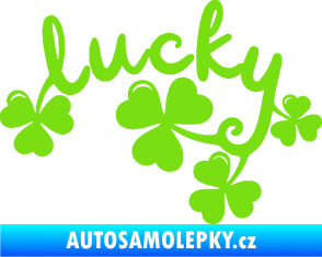 Samolepka Lucky nápis štěstí se čtyřlístky zelená kawasaki