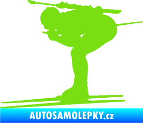 Samolepka Lyžař 028 levá - biatlon zelená kawasaki