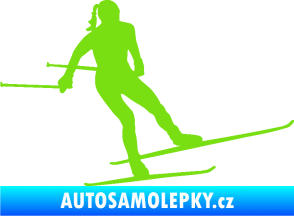 Samolepka Lyžařka 001 pravá běh na lyžích zelená kawasaki