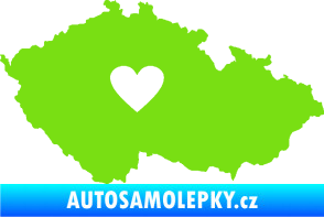 Samolepka Mapa České republiky 002 srdce zelená kawasaki
