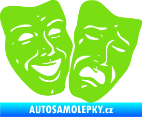 Samolepka Masky tváře 001 pravá veselý a smutný zelená kawasaki
