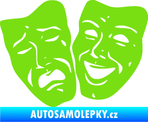 Samolepka Masky tváře 001 levá veselý a smutný zelená kawasaki
