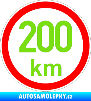 Samolepka Maximální rychlost 200km - nejvyšší konstrukční rychlost zelená kawasaki
