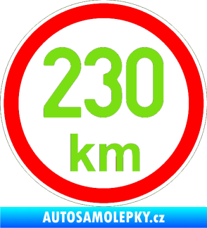 Samolepka Maximální rychlost 230km - nejvyšší konstrukční rychlost zelená kawasaki