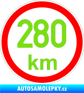 Samolepka Maximální rychlost 280km - nejvyšší konstrukční rychlost zelená kawasaki
