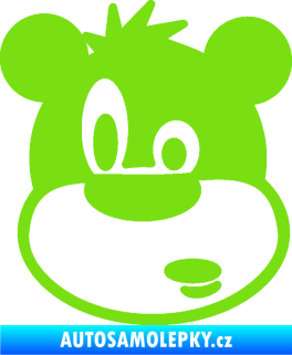 Samolepka Medvěd 003 levá kreslená hlava zelená kawasaki