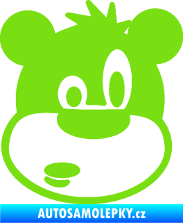 Samolepka Medvěd 003 pravá kreslená hlava zelená kawasaki