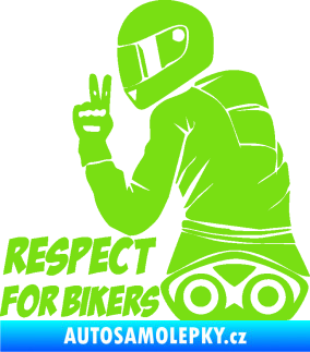 Samolepka Motorkář 003 levá respect for bikers nápis zelená kawasaki