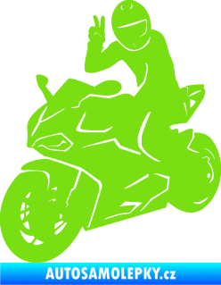 Samolepka Motorkář 006 levá zelená kawasaki